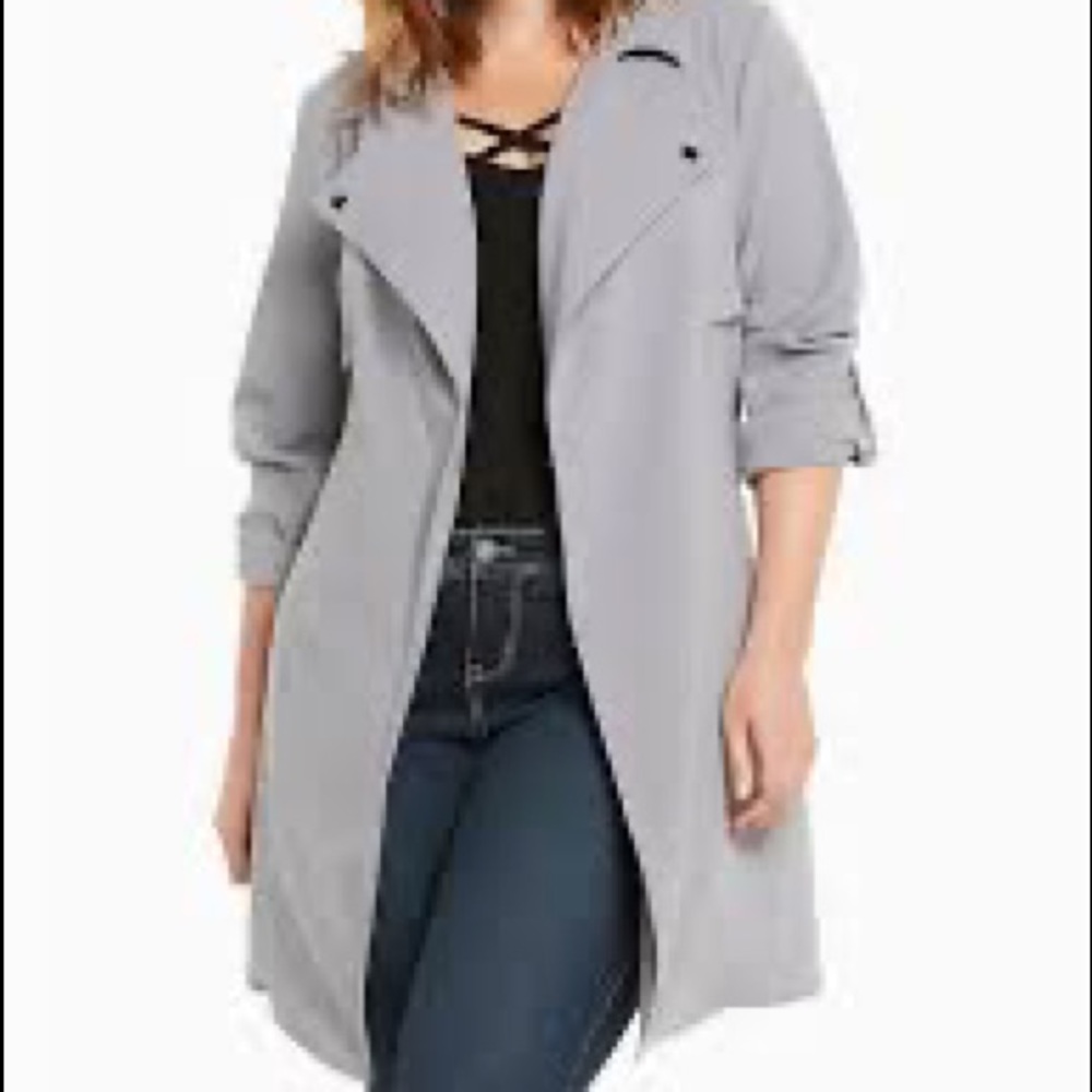 Torrid crepe grey trench coat